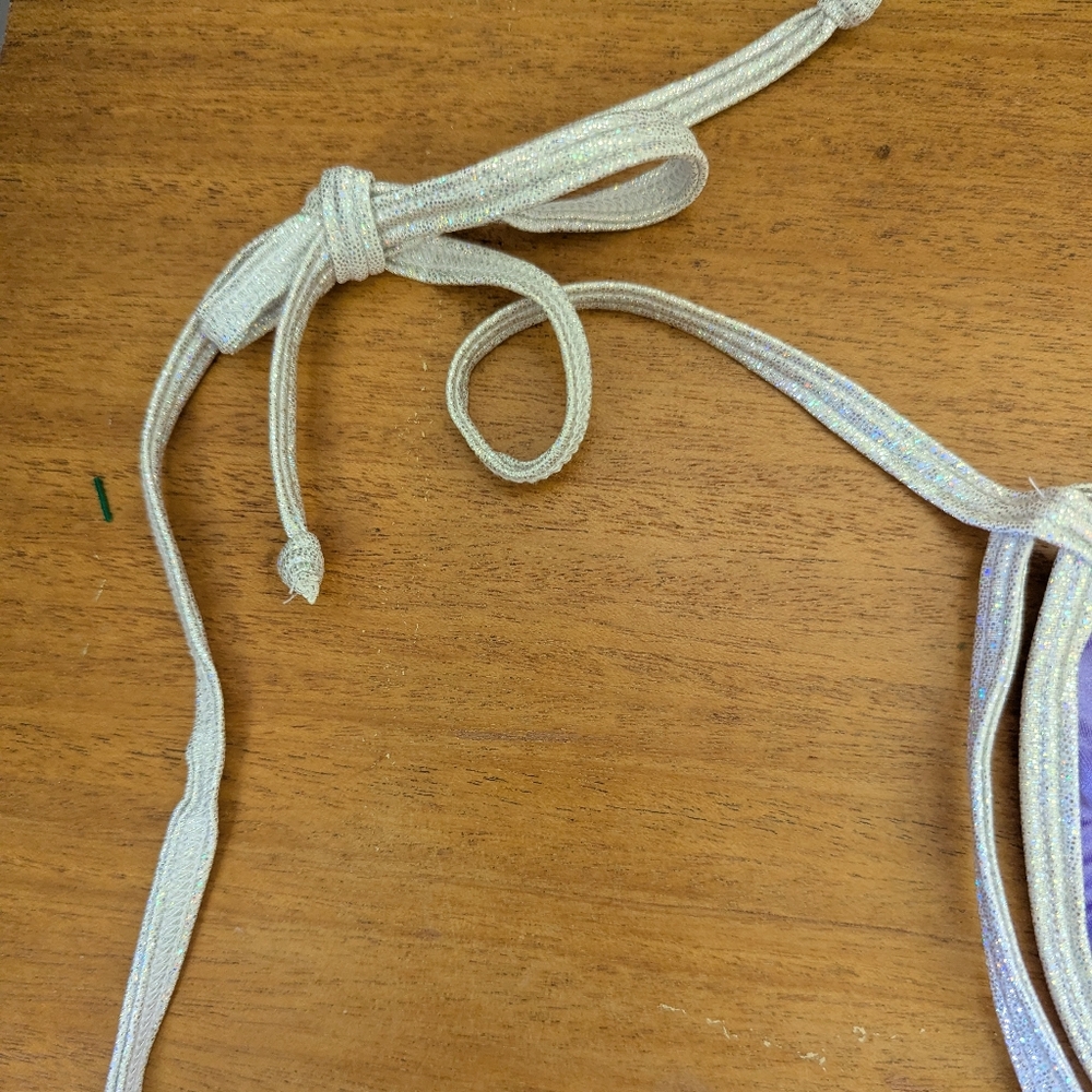 Vintage String Micro Bikini Exotic Dancer Purple Rhinestone‎ Rave V-string - Picture 8 of 14